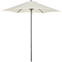 Outsunny Patio Umbrella with 6 Ribs - 6.6' - Cream White-Conveniently opens and locks into place with the metal pin