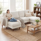 HOMCOM U-Shaped Sectional Couch with Double Chaise - Beige-Soft corduroy fabric adds a cozy, skin-friendly touch, and retro esthetic  