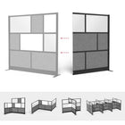 Luxor Modular Wall Extension - 53" W x 70" H - Segmented Black Frame, Frosted Acrylic, Cool Grey PET-Frosted acrylic and PET acoustic panel design