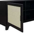 Manhattan Comfort Sheridan 62.99" Mid-Century Modern TV Stand - Black-Solid Wood Vertical Handle with Painted Finish