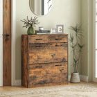HOMCOM Entryway Cabinet with 2 Flip Drawers for 12 Pairs - Rustic Brown-Two sliding drawers provide extra storage
