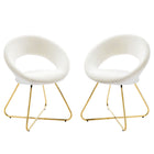 Modway Nouvelle Performance Velvet Dining Chair - Gold/White - 2 Pack-Retro Modern Dining Chairs