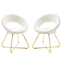 Modway Nouvelle Performance Velvet Dining Chair - Gold/White - 2 Pack-Retro Modern Dining Chairs