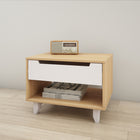 Nexera Barista Nightstand with 1-Drawer And Folding Door - Natural Maple & White-1 convenient storage drawer on metal slides to keep all your personal belongings handy while in bed