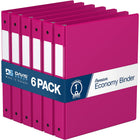 Davis Group Premium Economy Binder - Round Ring - 1" - Pink - 6 Pack-3 Ring Binder