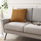 Modway Accentuate 20" Performance Velvet Throw Pillow - Cognac Green-French Piping Trim