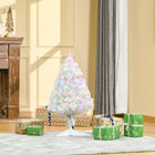 HOMCOM 2.5' Pre-Lit Artificial Tabletop Christmas Tree - White-Multi-coloured fiber optic built light into the tree provides a dazzlingly display 