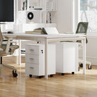 Vinsetto 3-Drawer Letter/A4 Filing Cabinet with Lock & Wheels - White-Small size fits under desk to save space
