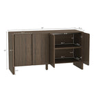 Manhattan Comfort Linda 60" Modern 4-Door Sideboard - Walnut Brown-Features 2 Media Holes for Media and Wire Management