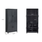 Manhattan Comfort Jodie 31" Mid-Century Modern Bookcase - Charcoal Grey-Features 6 Adjustable Shelves