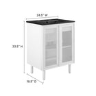 Modway Calla 24" Perforated Metal Bathroom Vanity - Black/White-Wood Grain Laminate