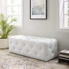 Modway Amour 48" Tufted Button Entryway Faux Leather Bench - White-Faux Leather Upholstery