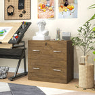 Vinsetto 2-Drawer Lateral Filing Cabinet with Lock - Light Brown-Can be used as a printer table for holding printer or fax machine