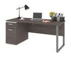 Bestar Aquarius Computer Desk - Bark Grey & White-Made from high-density commercial-grade particle board with a durable 1" commercial grade work surface