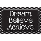 Ashley Productions The Original Fun Mat Welcome Mat - 15.5" x 23.5" - Dream - Believe - Achieve-Measurement & Design: The Dream, Believe, Achieve, Black with White Dots Mat measures 15.5" x 23.5".