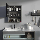 Kleankin Wall Mounted Bathroom Mirror Cabinet with Storage Shelves - Black-2 inner shelves and an open shelf, great for sharing with the family