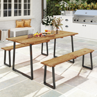 Outsunny Picnic Table and Bench Set for 6 Persons with 2" Umbrella Hole-Stackable chairs for space-saving storage solutions