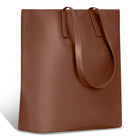 Champs Onyx Leather Vertical Tote - Brown-Top opening with magnetic closure