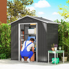 Outsunny Metal Garden Shed - 6.5' x 4' - Dark Grey-Steel tile roof and walls, rust-resistant and rain-proof 
