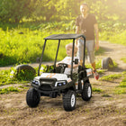 Qaba 24V Battery Powered Kids Electric Car with 2 Seater - White-Sunshade, rear storage, music, horn and lights bring realistic fun 