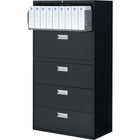 Staples Lateral File Cabinet, 5-Drawer, Black-Positive interlocking system prevents tipping
