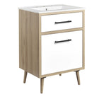 Modway Maverick 24" Bathroom Vanity - White/Oak-Modern 24" Bathroom Vanity