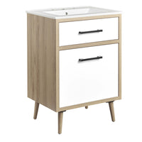 Modway Maverick 24" Bathroom Vanity - White/Oak-Modern 24" Bathroom Vanity