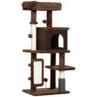 PawHut 41" Cat Tree with Scratching Posts, Bed and Condo - Brown-Activity play center keeps cats entertained and active 