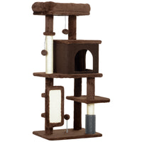 PawHut 41" Cat Tree with Scratching Posts, Bed and Condo - Brown-Activity play center keeps cats entertained and active 