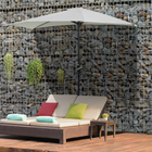 Outsunny Half-Round Patio Umbrella with Crank and 5 Ribs - 9' - Beige-Superior Strength and durability with powder-coated steel frame