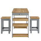 Modway Galley 3-Piece Kitchen Island and Stool Set - Oak Grey-Non-Marking Foot Pads