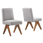 Modway Lyra Boucle Fabric Dining Room Side Chair - Light Grey - 2 Pack-Ergonomic Design for Comfort