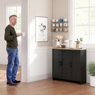 HOMCOM Modern 35.4" L Buffet Cabinet with Storage - Black-Smooth particleboard surface for easy maintenance