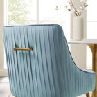 Modway Discern Pleated Back Upholstered Performance Velvet Dining Chair - Light Blue-Durable Stain-Resistant Fabric