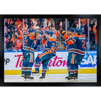2025 Oilers Celebration 2025 Playoffs - Framed Canvas - 31" x 22"-Premium canvas print with gallery-wrapped edges