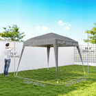 Outsunny 8 ft W x 8 ft L Pop Up Canopy Foldable Outdoor Canopy Tent with Carrying Bag - Grey-Heavy-duty metal construction ensures steadiness and stability
