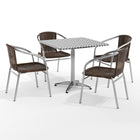 Flash Furniture 31.5'' Square Aluminum Indoor/Outdoor Table with 4 Rattan Chairs (TLH32SQ020CHR4)-Aluminum, plastic, rattan, stainless steel