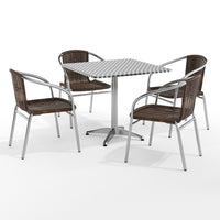 Flash Furniture 31.5'' Square Aluminum Indoor/Outdoor Table with 4 Rattan Chairs (TLH32SQ020CHR4)-Aluminum, plastic, rattan, stainless steel