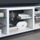 Manhattan Comfort Brighton 60" Modern TV Stand - White-Includes 7 Shelves with 5 Tempered Glass Dividers