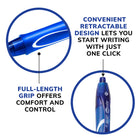 BIC Gel-ocity Retractable Quick Dry Gel Pen - 0.7mm - Blue - 12 Pack-Each gel pen features a trendy geometric designer wrap on barrel