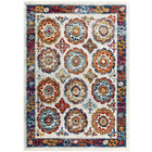 Modway Entourage Odile Distressed Floral Moroccan Trellis Area Rug - 8 ft W x 10 ft L - Ivory Blue Red Orange Yellow-Distressed Vintage Floral Moroccan Trellis Area Rug