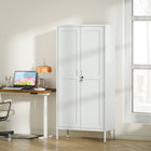 HOMCOM 69" Metal Storage Cabinet with Lock - White-Anti-tipping kits and adjustable feet ensure safety and stability