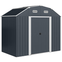 Outsunny 8' x 4' Galvanized Garden Shed with Adjustable Shelves & Foundation Kit-With adjustable shelves to accommodate items of different sizes

