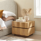 Modway Isola 2 Drawer Nightstand - Light Oak Walnut-Plastic Floor Glides
