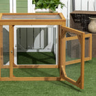 PawHut Wooden Chicken Coop Extension with Roosting Bars - Orange-Multiple securely locking doors for easy entrance 