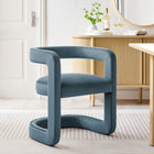 Modway Winslow Barrel Performance Velvet Dining Chair - Cadet Blue-Dense Foam Padding