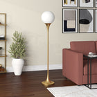 Hudson&Canal Mahdi Torchiere Floor Lamp with Glass Shade - Brass/White Milk-Rated for 60W incandescent bulbs - 9W LED bulbs, 13W fluorescent (CFL) bulbs, or 9W self-ballasted LED bulbs, E26-base bulbs, Bulb not included