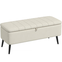HOMCOM Linen Fabric Storage Ottoman Bench - Cream White-Multifunctional indoor decor, can be used as a shoe stool, bed end bench, or entryway bench  