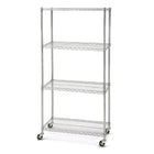 Seville Classics 4-Tier Commercial Shelving - 36" L x 18" W x 72" H - Chrome-Dimensions: 36" W x 18" D x 72" H (75" H with wheels)