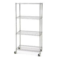 Seville Classics 4-Tier Commercial Shelving - 36" L x 18" W x 72" H - Chrome-Dimensions: 36" W x 18" D x 72" H (75" H with wheels)